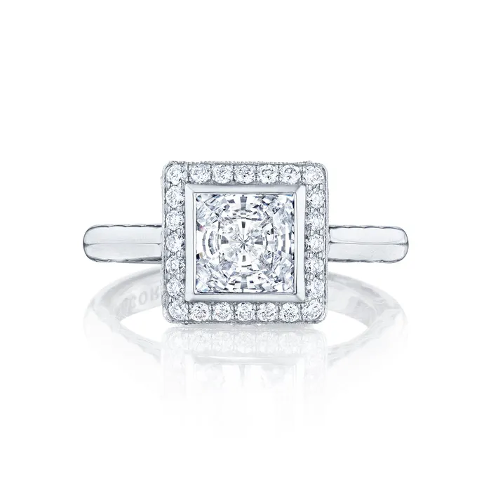 International Diamond Center Rings Tacori 18k White Gold Starlit Princess Diamond Engagement Ring Setting 029 CTW