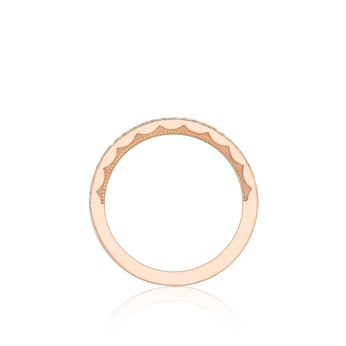 International Diamond Center Tacori 18k Rose Gold Sculpted Crescent Eternity Diamond Wedding Band 035 CTW Rings