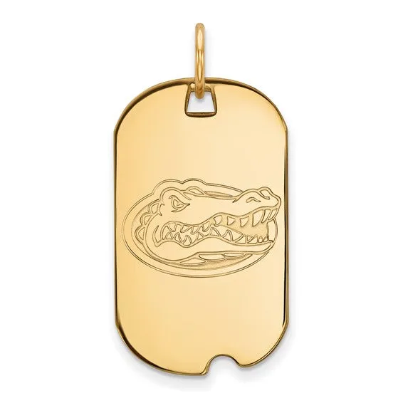 Necklaces International Diamond Center Sterling Silver Goldplated LogoArt University of Florida Gator Small Dog Tag Pendant