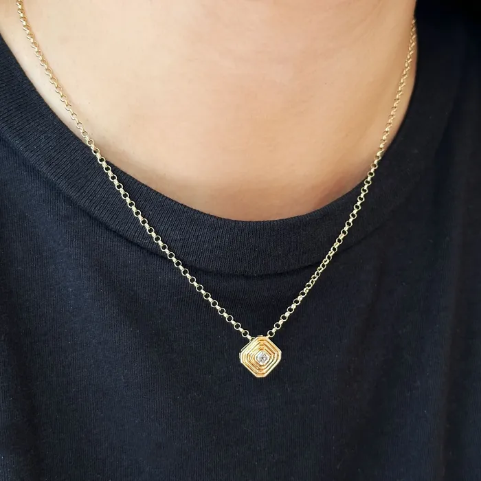 Necklaces SG Fine Gold and Diamond Asscher Pendant