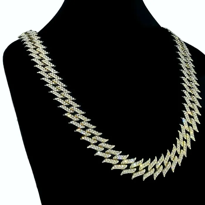 14K Gold Plated Spike Chain Necklace 20 Inch X 25MM Bling Cartel Admin Necklaces 14K Gold Plated Spike Chain Necklace 20 Inch X 25MM Bling Cartel Admin Necklaces