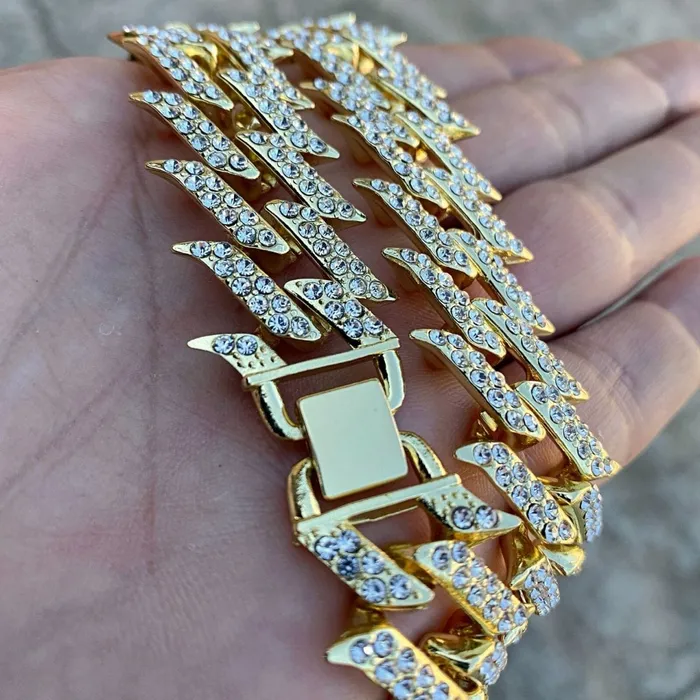 14K Gold Plated Spike Chain Necklace 20 Inch X 25MM Bling Cartel Admin Necklaces