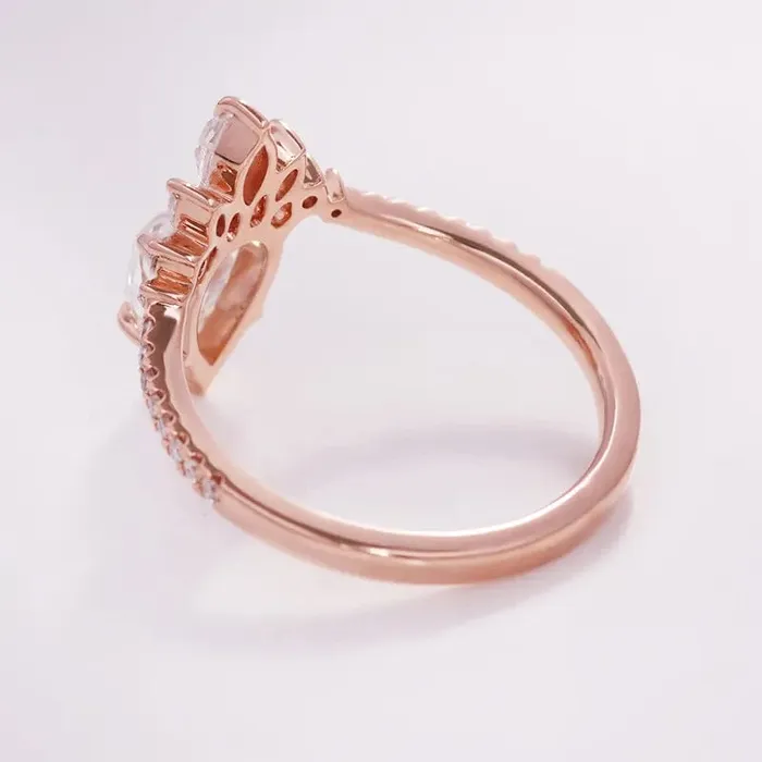14K Rose Gold Moissanite Engagement Ring VVS Jewelry Rings