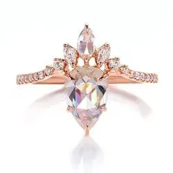 14K Rose Gold Moissanite Engagement Ring VVS Jewelry Rings