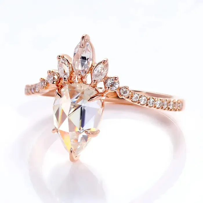 14K Rose Gold Moissanite Engagement Ring VVS Jewelry Rings