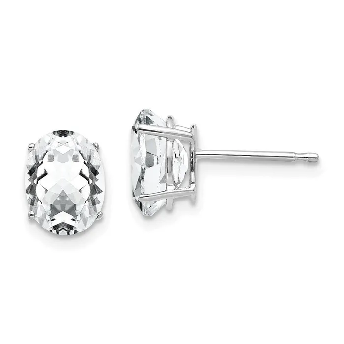 14k White Gold 8x6mm Oval Cubic Zirconia Earrings Jewelry Earrings