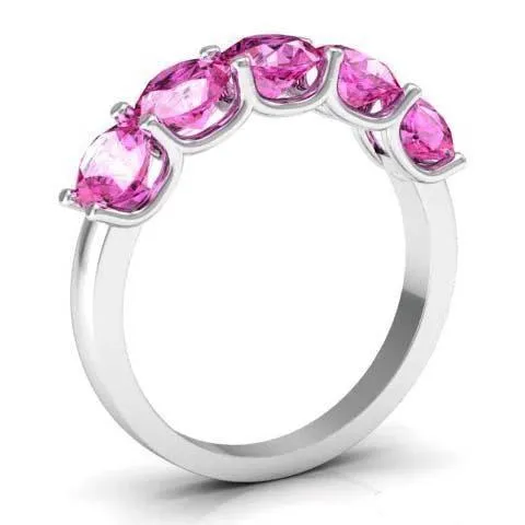 200cttw U Prong Pink Sapphire 5 Stone Band deBebians Rings