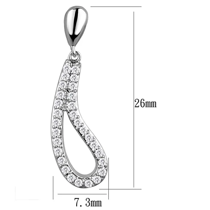 3W1044 Rhodium Brass Earrings with AAA Grade CZ in Clear Alamode Earrings