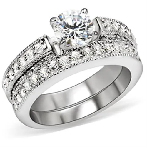 5X016 Rhodium Brass Ring with AAA Grade CZ in Clear Alamode Rings