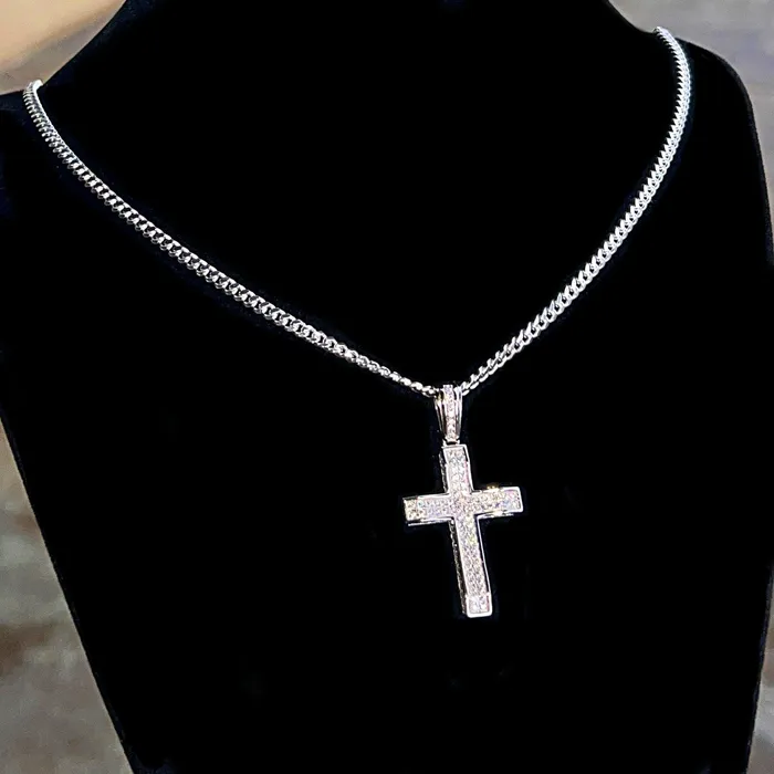 925 Sterling Silver VVS1 Moissanite 082CT Cross Miami Cuban Chain Necklace 3MM 1630 Bling Cartel Necklaces 925 Sterling Silver VVS1 Moissanite 082CT Cross Miami Cuban Chain Necklace 3MM 1630 Bling Cartel Necklaces
