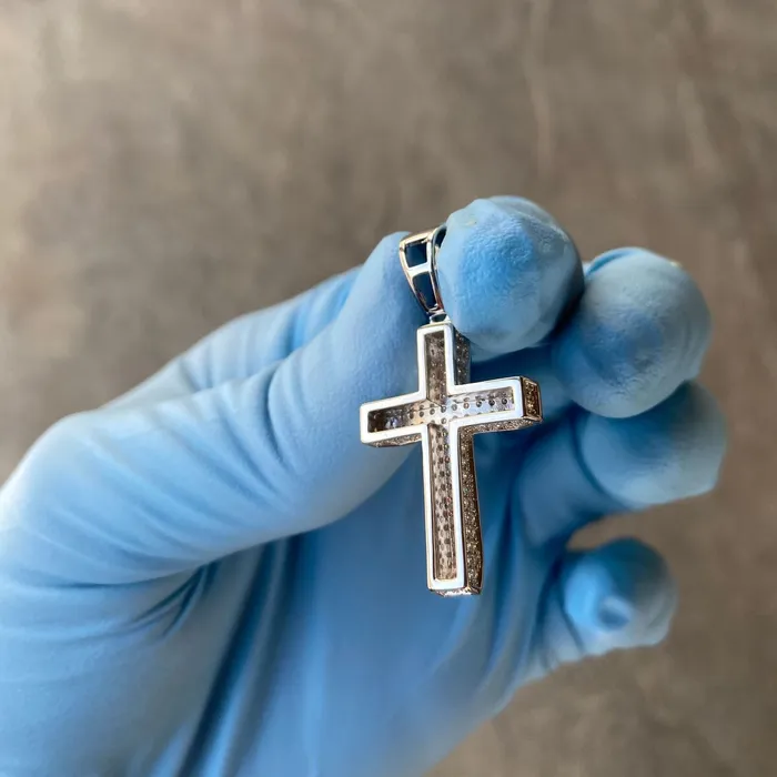 925 Sterling Silver VVS1 Moissanite 082CT Cross Miami Cuban Chain Necklace 3MM 1630 Bling Cartel Necklaces