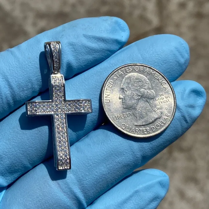 925 Sterling Silver VVS1 Moissanite 082CT Cross Miami Cuban Chain Necklace 3MM 1630 Bling Cartel Necklaces