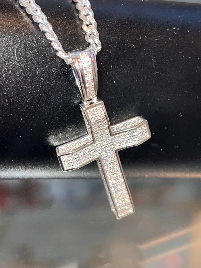 925 Sterling Silver VVS1 Moissanite 082CT Cross Miami Cuban Chain Necklace 3MM 1630 Bling Cartel Necklaces