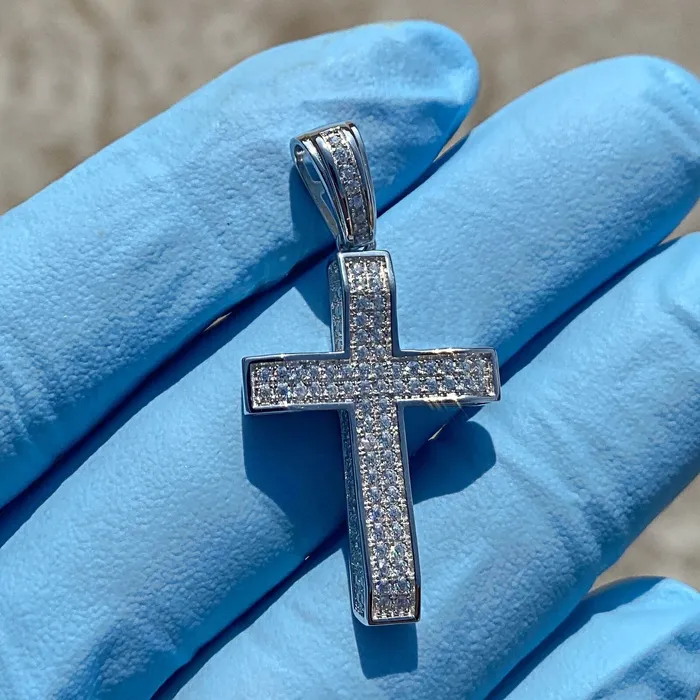925 Sterling Silver VVS1 Moissanite 082CT Cross Miami Cuban Chain Necklace 3MM 1630 Bling Cartel Necklaces