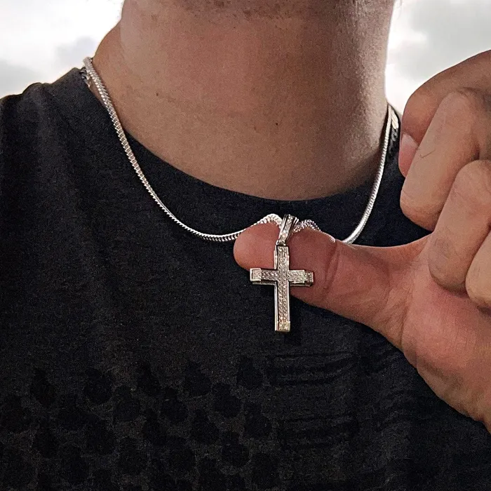 925 Sterling Silver VVS1 Moissanite 082CT Cross Miami Cuban Chain Necklace 3MM 1630 Bling Cartel Necklaces