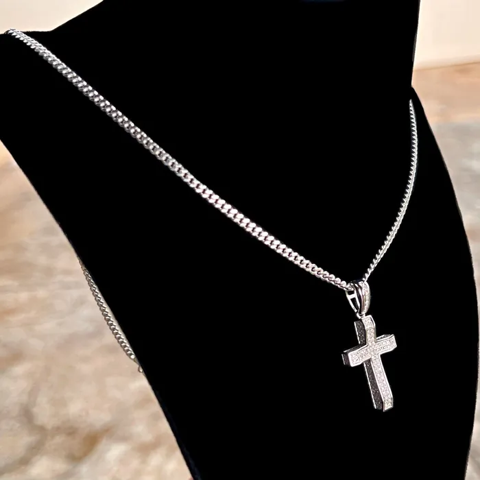 925 Sterling Silver VVS1 Moissanite 082CT Cross Miami Cuban Chain Necklace 3MM 1630 Bling Cartel Necklaces