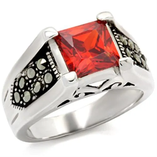 9X019 Antique Tone 925 Sterling Silver Ring with AAA Grade CZ in Garnet Alamode Rings 9X019 Antique Tone 925 Sterling Silver Ring with AAA Grade CZ in Garnet Alamode Rings