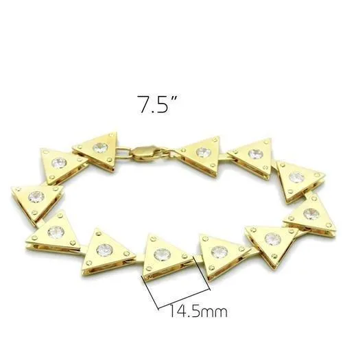 Alamode Bracelets LO2012 Matte Gold Gold Brass Bracelet with AAA Grade CZ in Clear