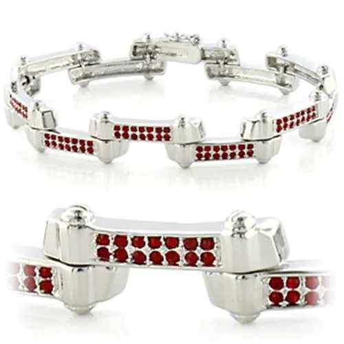 Alamode Bracelets LO610 Imitation Rhodium Brass Bracelet with Top Grade Crystal in Siam Alamode Bracelets LO610 Imitation Rhodium Brass Bracelet with Top Grade Crystal in Siam