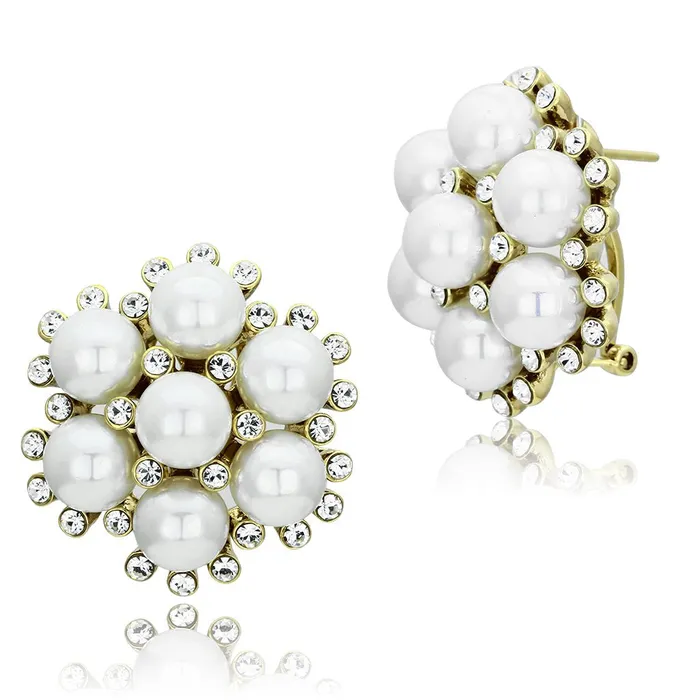 Alamode Earrings GL349 IP GoldIon Plating Brass Earrings with Synthetic Pearl in White Alamode Earrings GL349 IP GoldIon Plating Brass Earrings with Synthetic Pearl in White