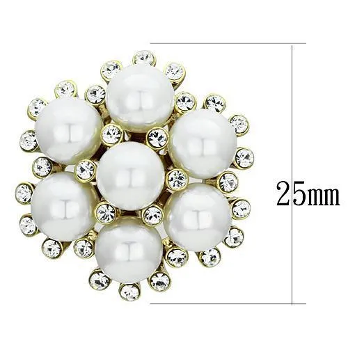 Alamode Earrings GL349 IP GoldIon Plating Brass Earrings with Synthetic Pearl in White