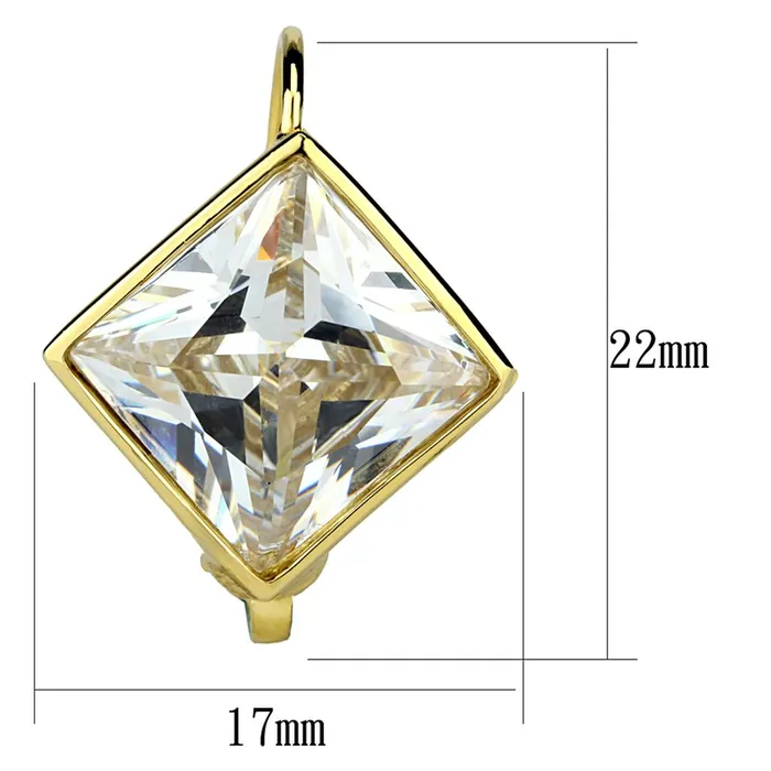 Alamode Earrings LO3867 Gold Brass Earrings with AAA Grade CZ in Clear
