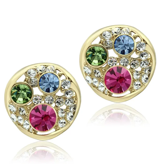 Alamode Earrings TK1501 IP GoldIon Plating Stainless Steel Earrings with Top Grade Crystal in Multi Color Alamode Earrings TK1501 IP GoldIon Plating Stainless Steel Earrings with Top Grade Crystal in Multi Color