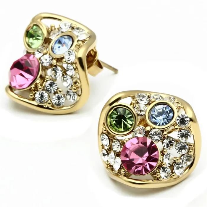 Alamode Earrings TK1501 IP GoldIon Plating Stainless Steel Earrings with Top Grade Crystal in Multi Color