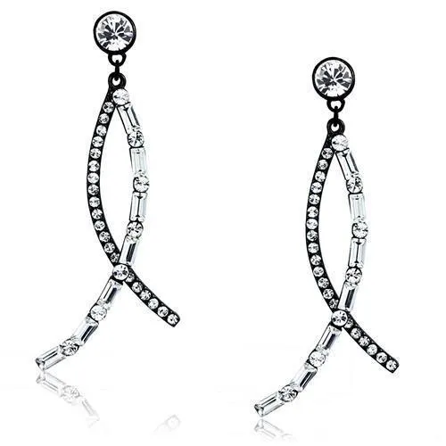 Alamode Earrings TK2635 IP Light Black IP Gun Stainless Steel Earrings with Top Grade Crystal in Clear