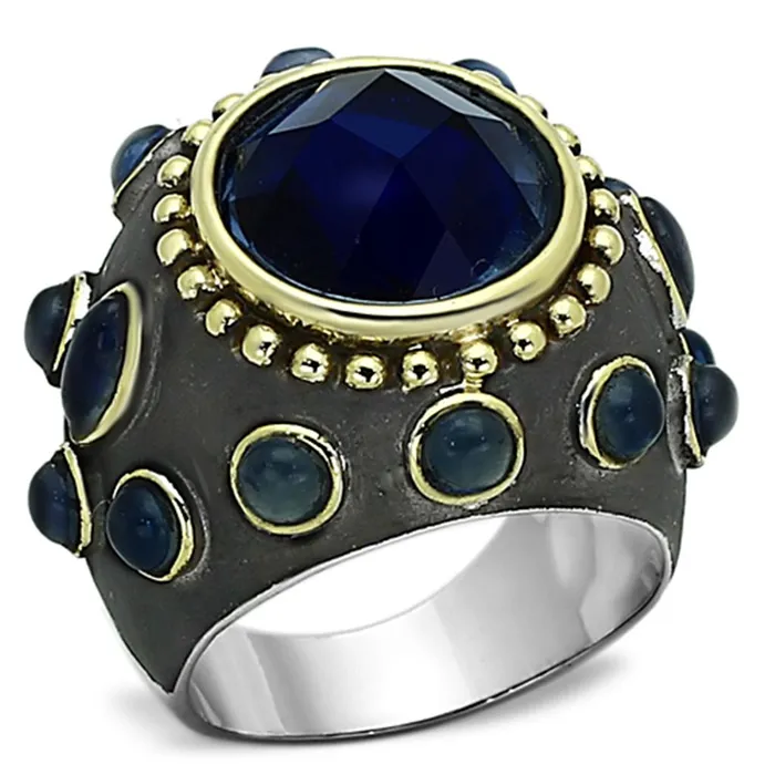 Alamode LOA880 Reverse TwoTone Brass Ring with Synthetic Synthetic Glass in Montana Rings Alamode LOA880 Reverse TwoTone Brass Ring with Synthetic Synthetic Glass in Montana Rings