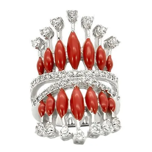 Alamode Rings 0W241 Rhodium Brass Ring with AAA Grade CZ in Clear