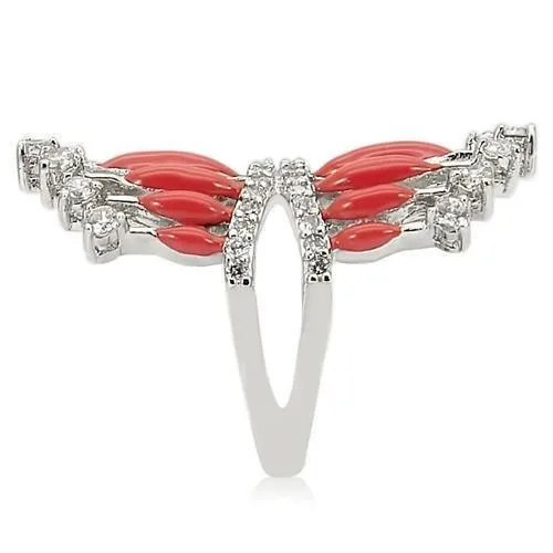 Alamode Rings 0W241 Rhodium Brass Ring with AAA Grade CZ in Clear