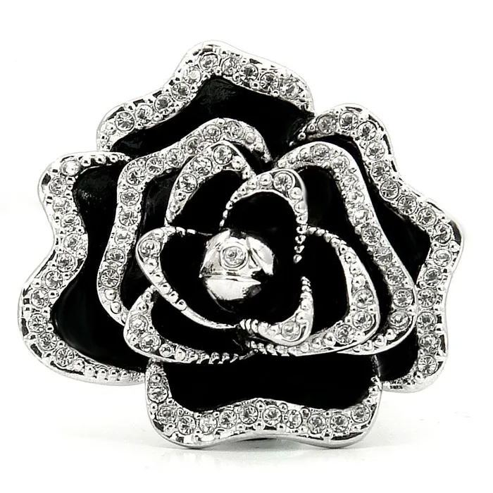 Alamode Rings 0W252 Rhodium Brass Ring with Top Grade Crystal in Clear