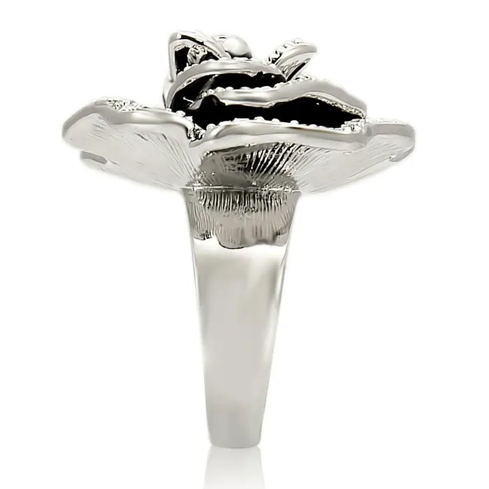 Alamode Rings 0W252 Rhodium Brass Ring with Top Grade Crystal in Clear