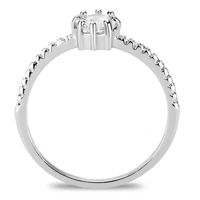 Alamode Rings 3W1460 Rhodium Brass Ring with AAA Grade CZ in Clear