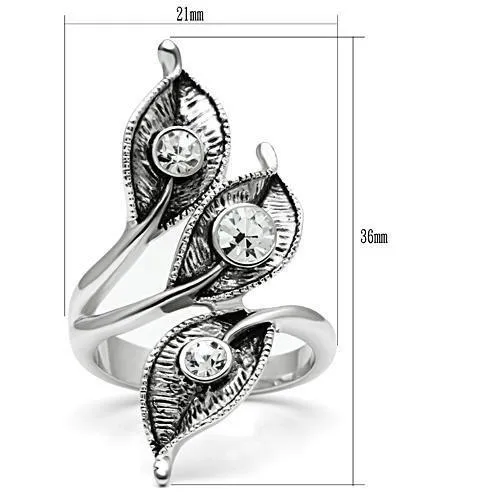 Alamode Rings 3W193 Rhodium Brass Ring with Top Grade Crystal in Clear