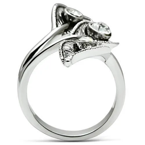 Alamode Rings 3W193 Rhodium Brass Ring with Top Grade Crystal in Clear