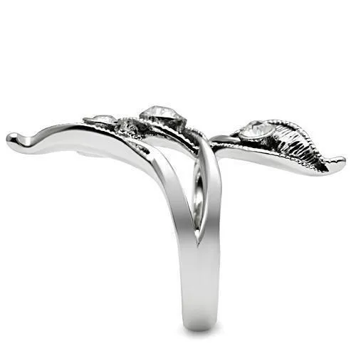 Alamode Rings 3W193 Rhodium Brass Ring with Top Grade Crystal in Clear