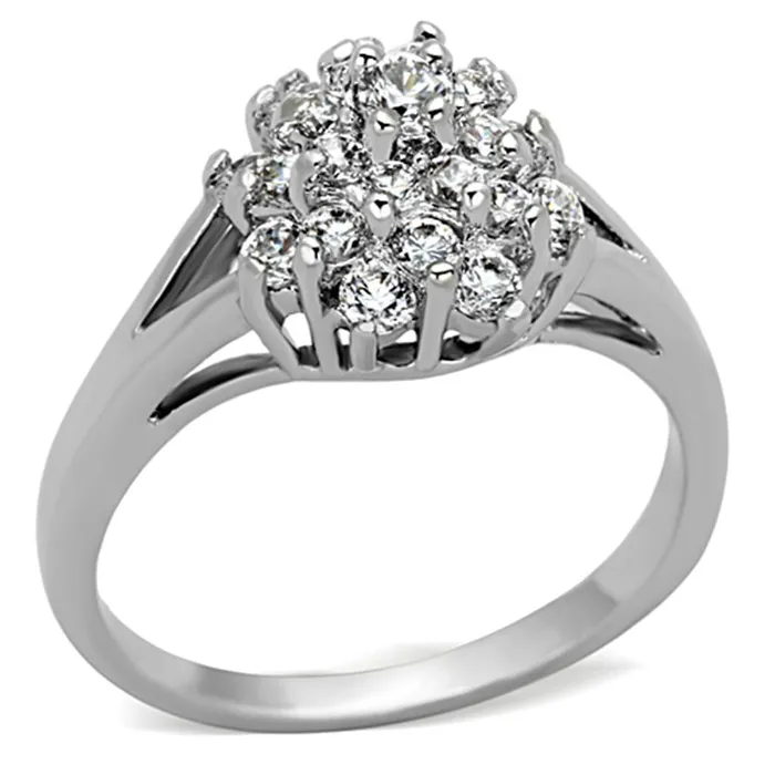 Alamode Rings 3W479 Rhodium Brass Ring with AAA Grade CZ in Clear