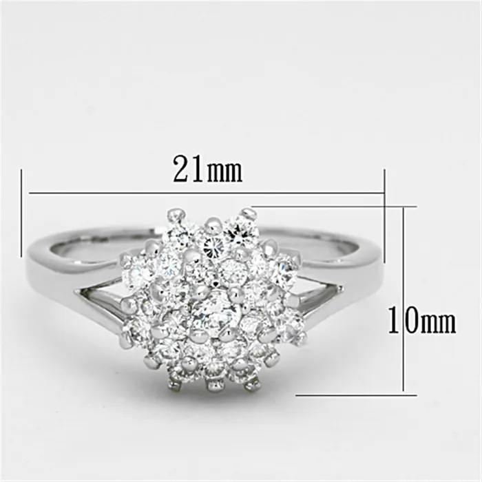 Alamode Rings 3W479 Rhodium Brass Ring with AAA Grade CZ in Clear