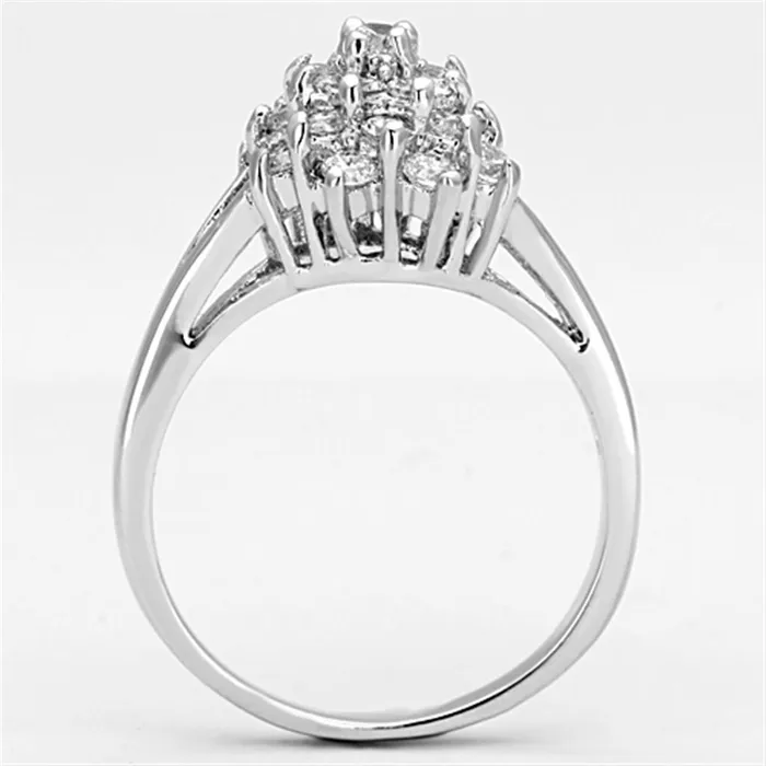 Alamode Rings 3W479 Rhodium Brass Ring with AAA Grade CZ in Clear