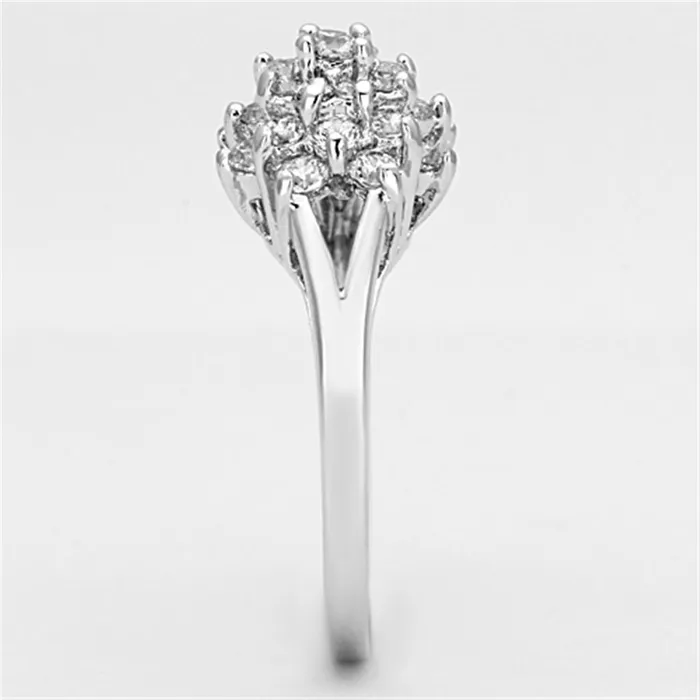 Alamode Rings 3W479 Rhodium Brass Ring with AAA Grade CZ in Clear