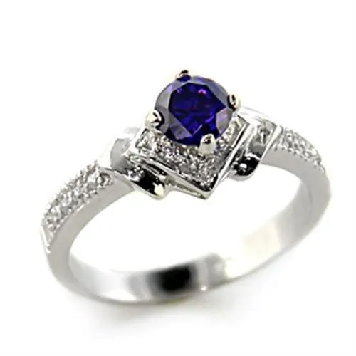 Alamode Rings 8X006 Rhodium 925 Sterling Silver Ring with AAA Grade CZ in Tanzanite Alamode Rings 8X006 Rhodium 925 Sterling Silver Ring with AAA Grade CZ in Tanzanite