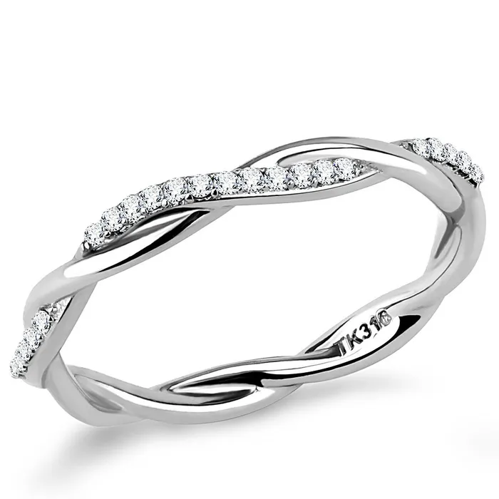 Alamode Rings DA042 High polished no plating Stainless Steel Ring with AAA Grade CZ in Clear Alamode Rings DA042 High polished no plating Stainless Steel Ring with AAA Grade CZ in Clear