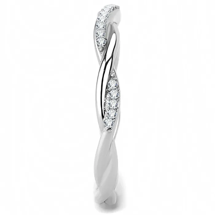 Alamode Rings DA042 High polished no plating Stainless Steel Ring with AAA Grade CZ in Clear