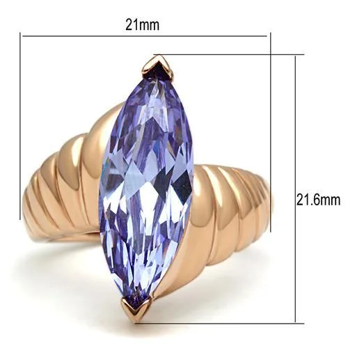 Alamode Rings GL139 IP Rose GoldIon Plating Brass Ring with AAA Grade CZ in Light Amethyst