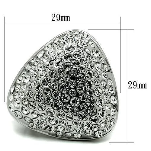 Alamode Rings LO2515 Rhodium Brass Ring with Top Grade Crystal in Clear