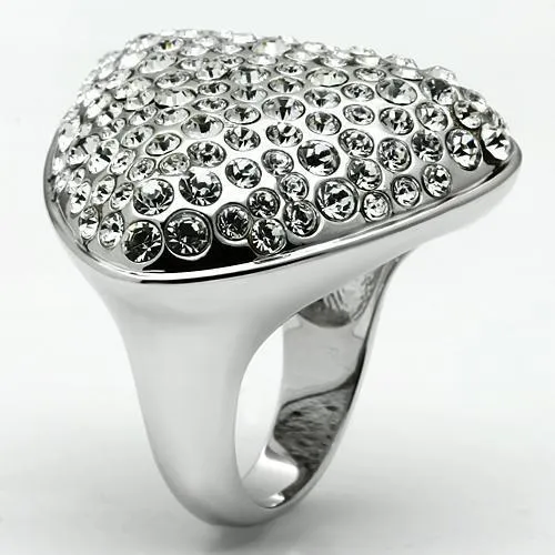 Alamode Rings LO2515 Rhodium Brass Ring with Top Grade Crystal in Clear