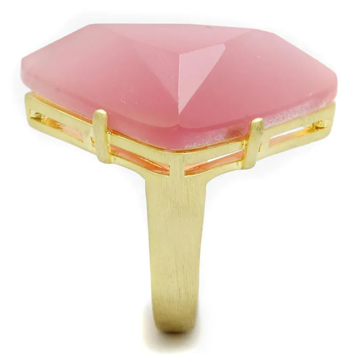Alamode Rings LO4104 Gold Brush Brass Ring with Synthetic Cat Eye in Rose