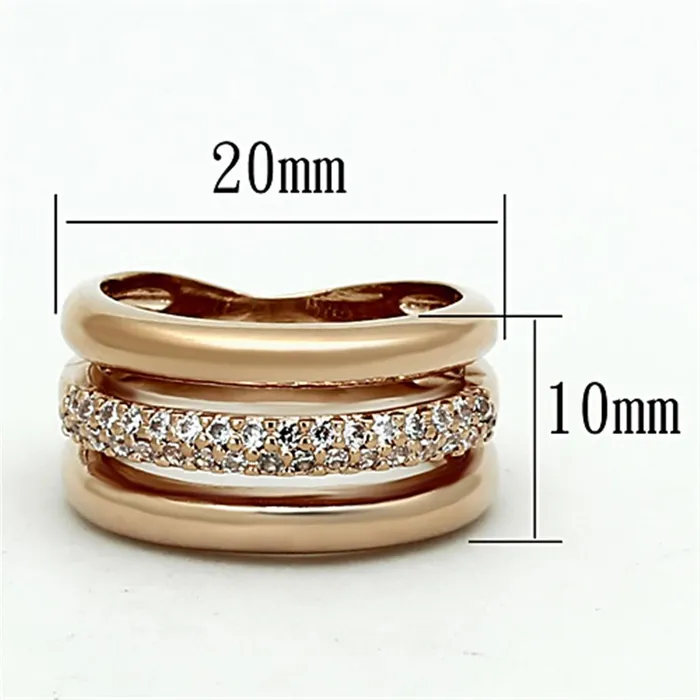 Alamode Rings LOA900 Rose Gold Brass Ring with AAA Grade CZ in Clear